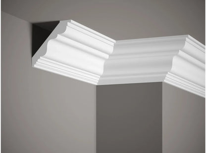 Corniche de plafond MDB108 installée à l’angle mur-plafond, moulure classique 200 x 10 x 10 cm pour décoration intérieure élégante