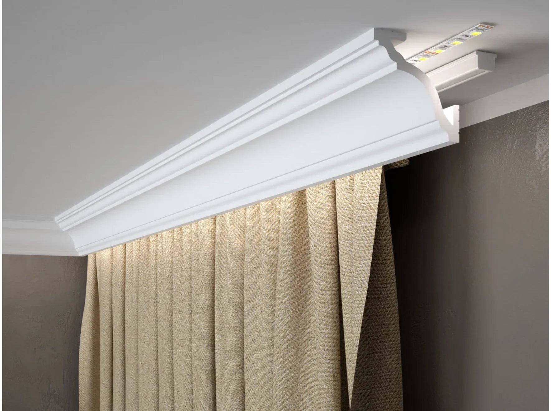Corniche cache-rideau MD213 8,1 cm – finition plafond élégante