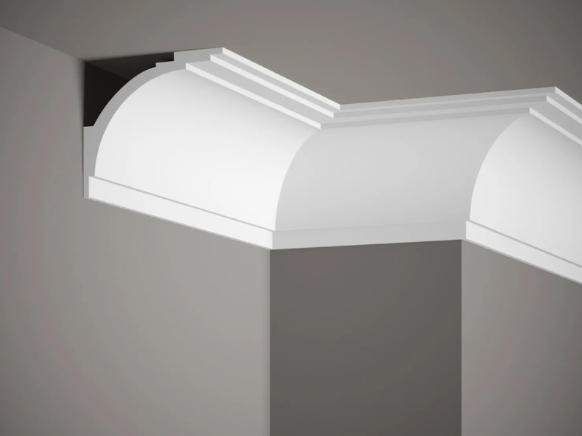 Corniche plafond MD105 en polystyrène de 200 cm, finition élégante avec relief subtil, hauteur 10,8 cm, profondeur 12 cm