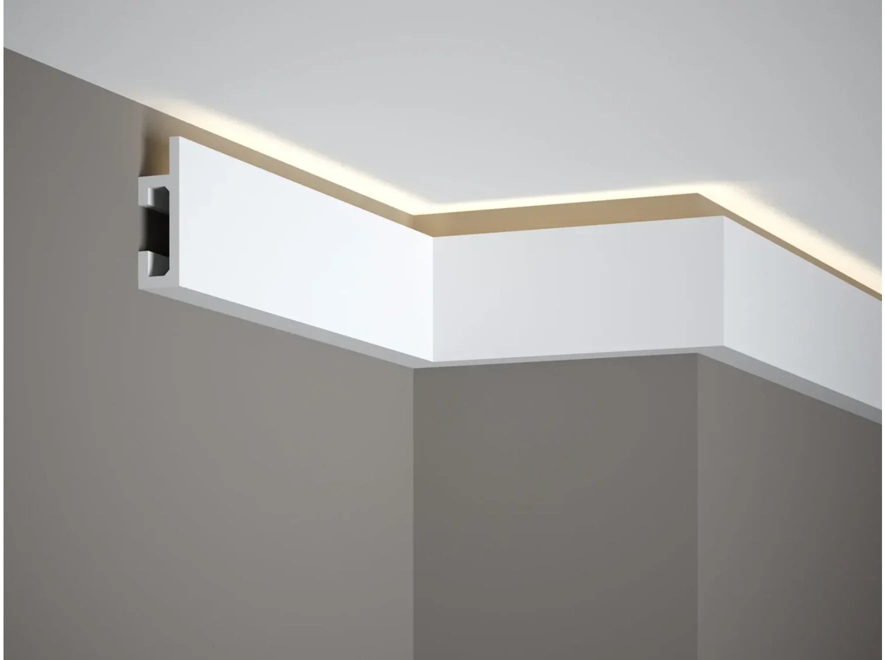 Corniche de plafond QL019 installée avec éclairage indirect LED