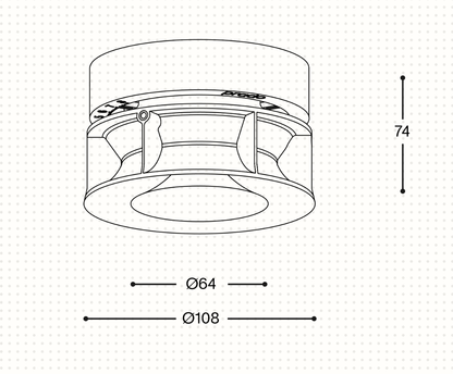 Schéma des dimensions de la bouche de ventilation affleurante Pradovent Trimless de Prado