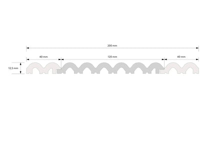Schéma technique de la finition gauche L0401L Sereno 270 cm pour panneau 3D, avec mesures détaillées du profil.