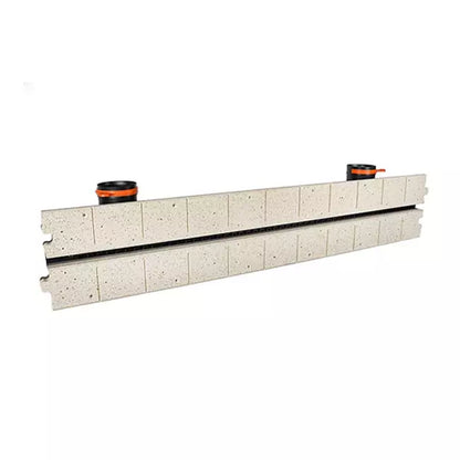 Grille de ventilation LINEO PRO PUZZLE 105 cm installée affleurante dans un mur blanc sans cadre visible