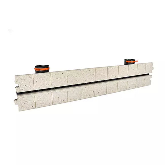 Grille de ventilation LINEO PRO PUZZLE 105 cm installée affleurante dans un mur blanc sans cadre visible