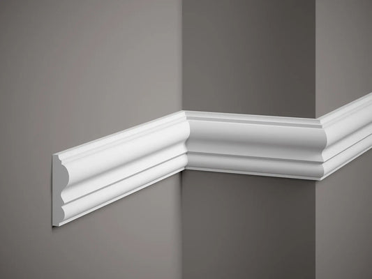Moulure murale MDD338 en polystyrène haute qualité, profil décoratif blanc pour habillage d’angle et finition murale élégante