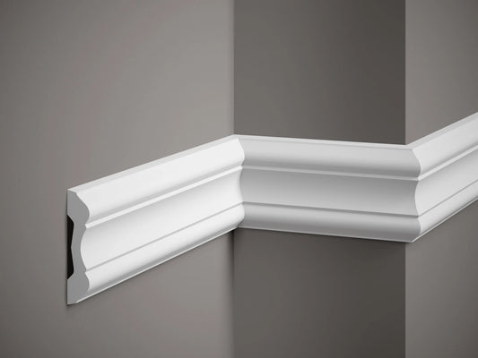 Moulure murale MDD345 en polystyrène blanc, profil décoratif classique de 200 x 10,2 x 2,4 cm, idéale pour habillage mural élégant Moulure murale MDD345 en polystyrène blanc, profil décoratif classique de 200 x 10,2 x 2,4 cm, idéale pour habillage mural élégant