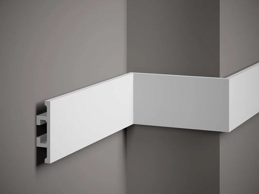 Moulure murale QL017 en polystyrène, profil moderne de 200 x 10 x 2,5 cm, idéale pour habillage mural et décoration intérieure contemporaine