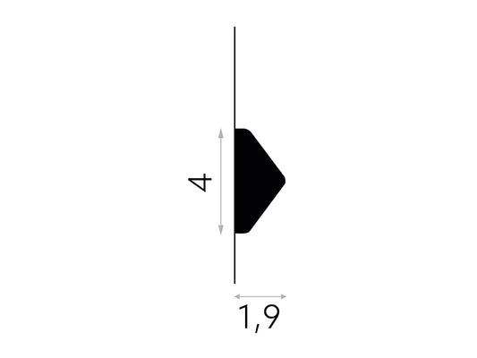 Schéma coté de la moulure QL023, profil de 4 × 1,9 cm