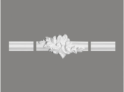 Moulure d’angle décorative blanche MDD332-12, vue en perspective installée sur mur et plafond