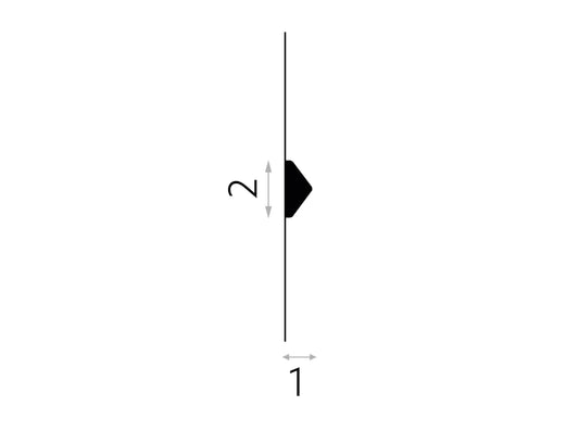 Profil en polyuréthane moulure MD346 avec détail sur l'épaisseur de 1 cm et hauteur de 2 cm