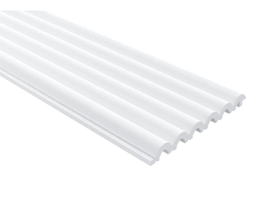 Panneau mural 3D Sereno L0401 blanc - vue oblique du design ondulé moderne, longueur 270 cm
