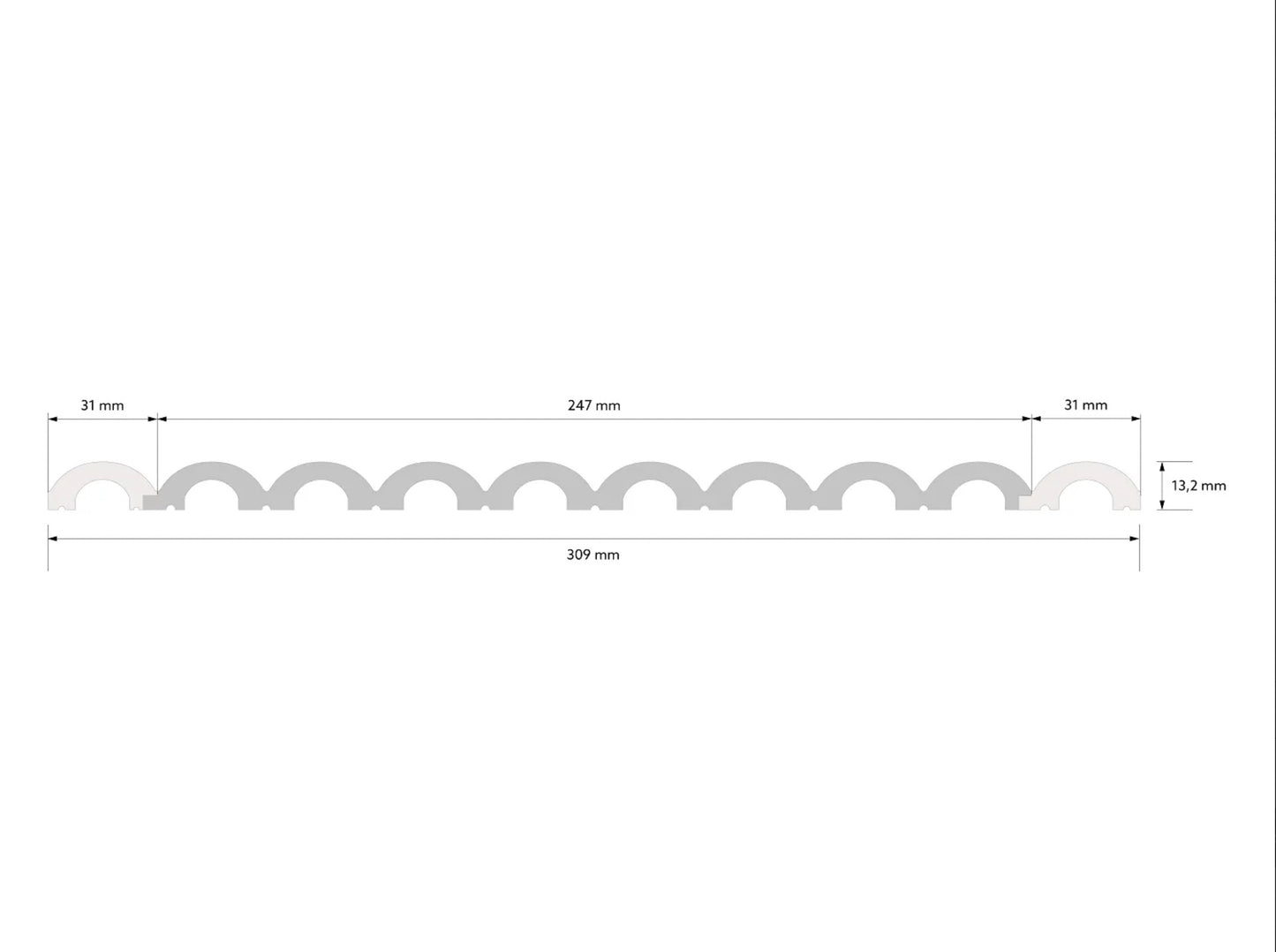 Schéma technique du profil du panneau mural 3D WP001T Duna avec dimensions