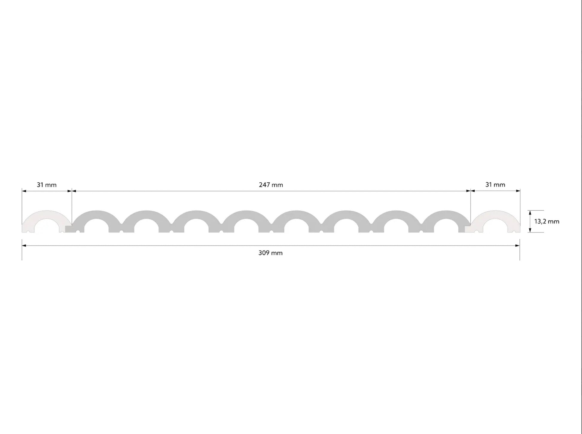 Schéma technique du profil du panneau mural 3D WP001T Duna avec dimensions