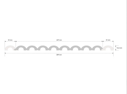 Schéma technique du profil du panneau mural 3D WP001T Duna avec dimensions