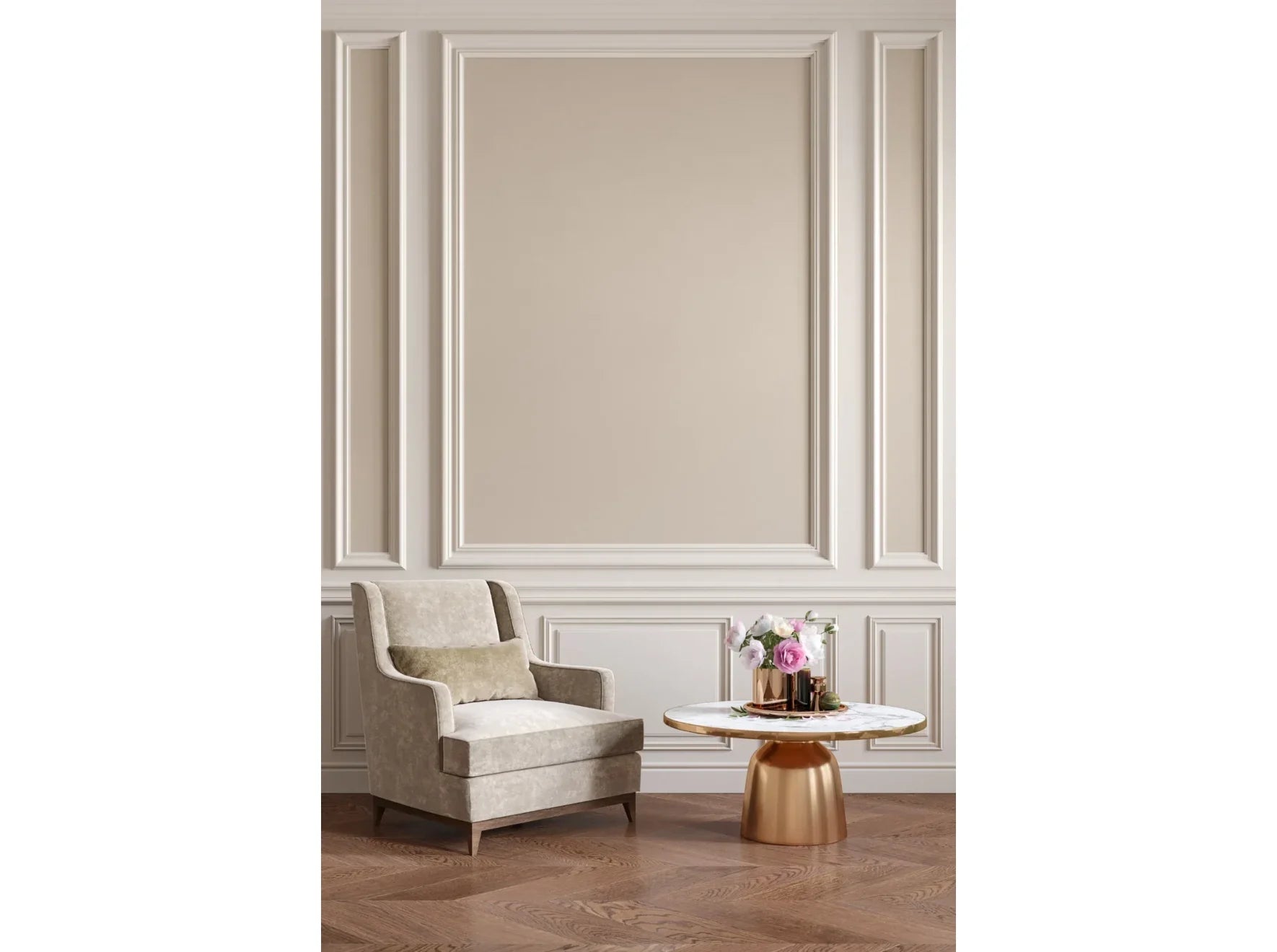 Plinthe décorative MD094 installée dans un intérieur classique – moulure murale avec finition soignée – 200 x 9,4 x 1,2 cm