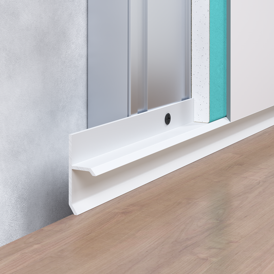 Profil de plinthe invisible F1.2015W en aluminium blanc mat RAL 9003