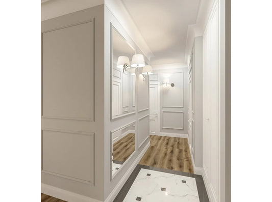 Profil de la plinthe MD361 en pose murale, 14,4 cm de haut et 1,5 cm d’épaisseur, finition à peindre