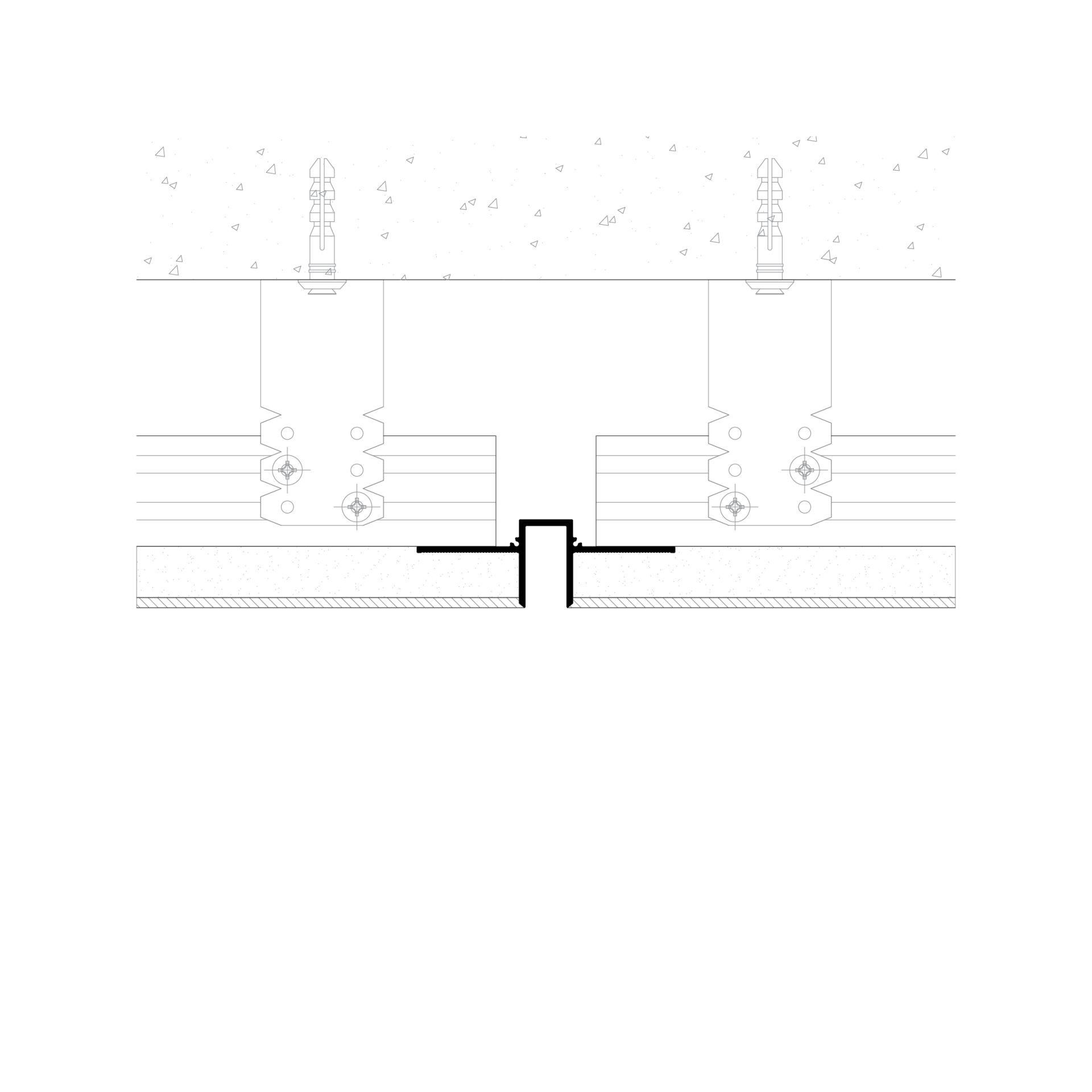 Coupe technique du profilé joint creux P9 encastré en plafond plaque de plâtre