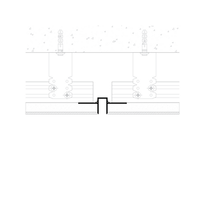 Coupe technique du profilé joint creux P9 encastré en plafond plaque de plâtre
