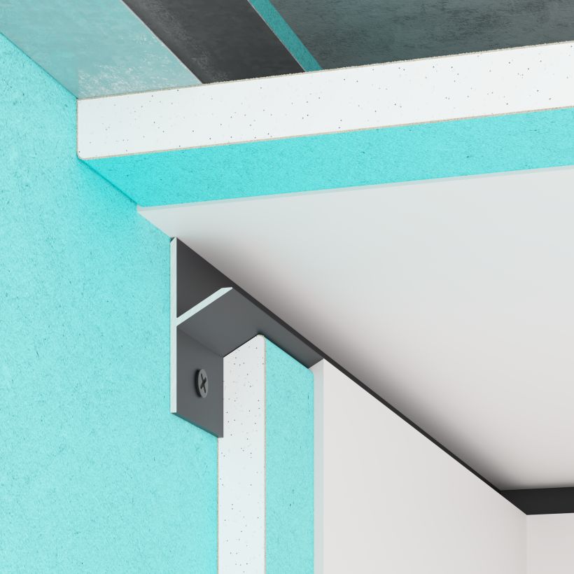 Profilé joint creux noir en aluminium pour cloison, montage en angle mural, longueur 3 m