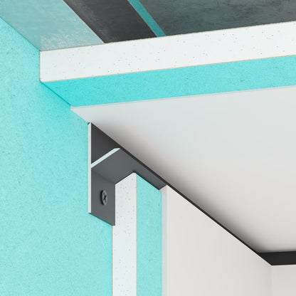 Profilé joint creux noir en aluminium pour cloison, montage en angle mural, longueur 3 m