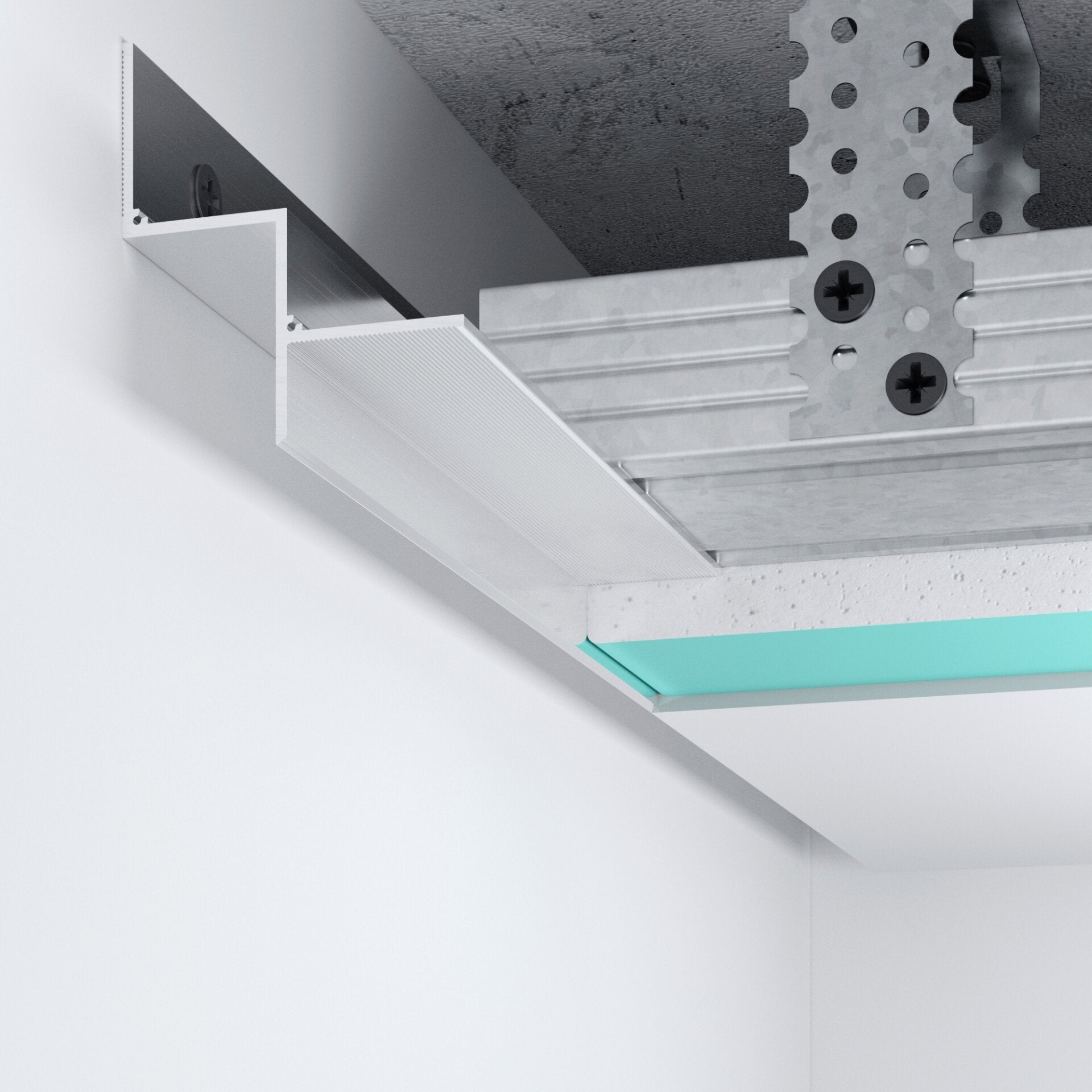 Profilé en aluminium naturel joint creux pour plafond suspendu, dimensions 22,5 mm x 30 mm, longueur 3 m