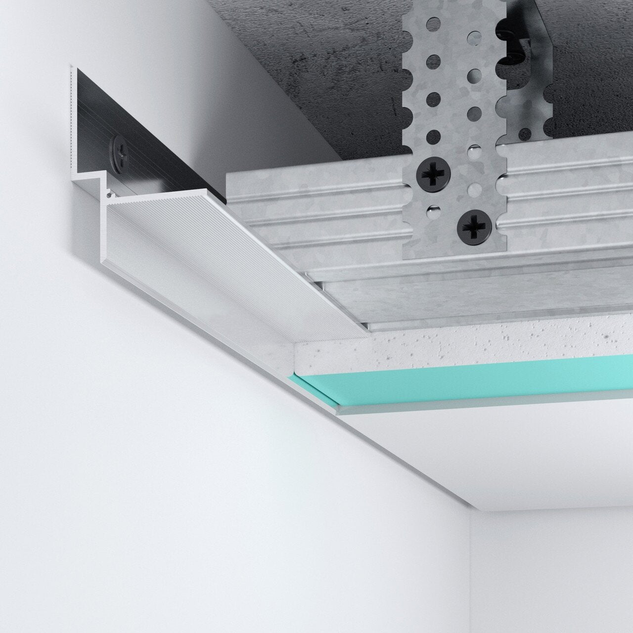 Profilé en aluminium naturel pour plafond suspendu, joint creux décoratif 7,5 x 20 mm, longueur 3 mètres