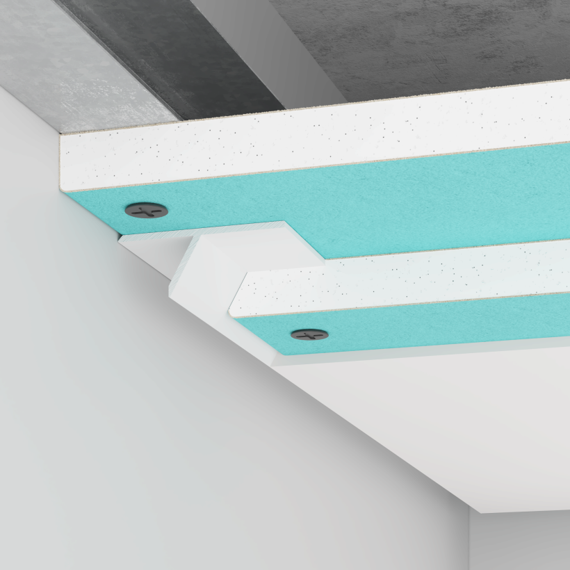 Profilé joint creux plafond 10 mm blanc, installation entre plaques de plâtre, longueur 3 mètres