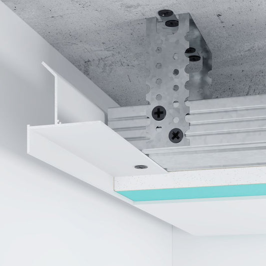 Profilé joint creux plafond blanc 66,6 x 66,1 mm – installation en angle plafond pour design épuré