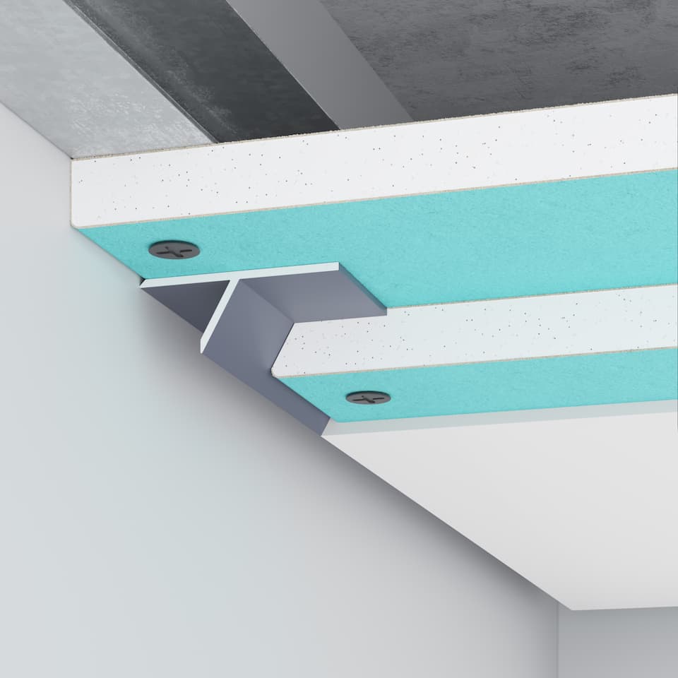 Profilé creux gris clair pour plafond suspendu, compatible plaques de plâtre 10 mm