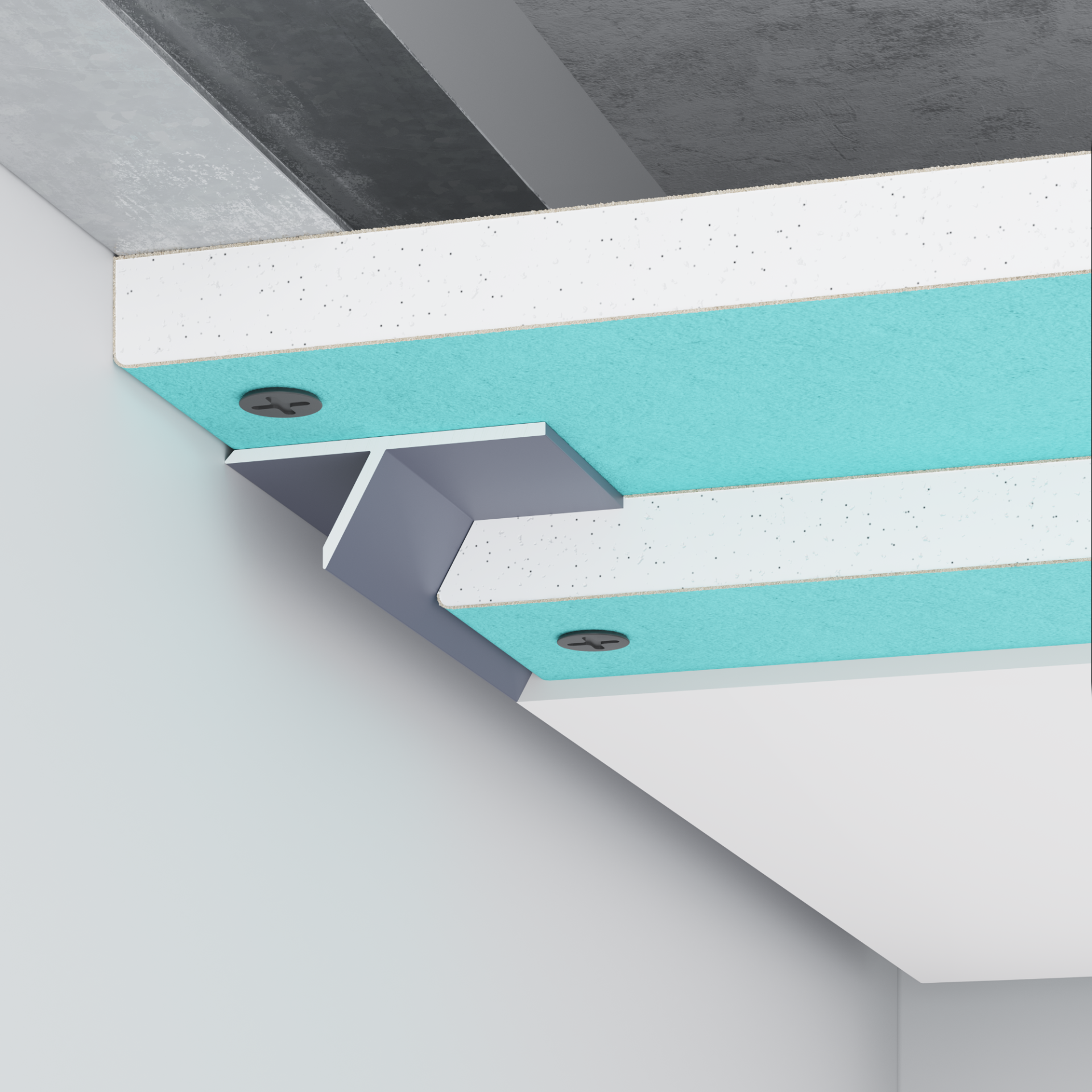 Profilé creux gris clair pour plafond suspendu, compatible plaques de plâtre 10 mm