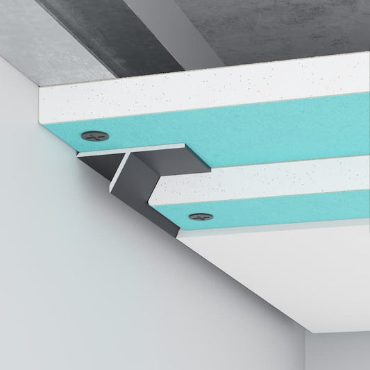 Profilé creux noir 10 mm pour faux plafond suspendu, intégré entre plaques BA13