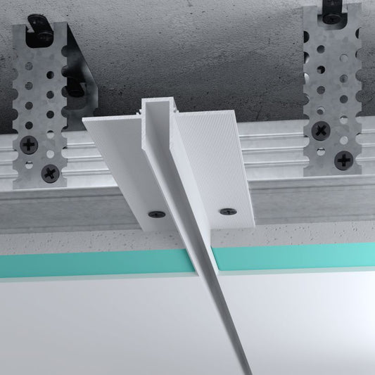 Profilé LED blanc en aluminium encastré au plafond, largeur 10 mm, pour éclairage intégré moderne