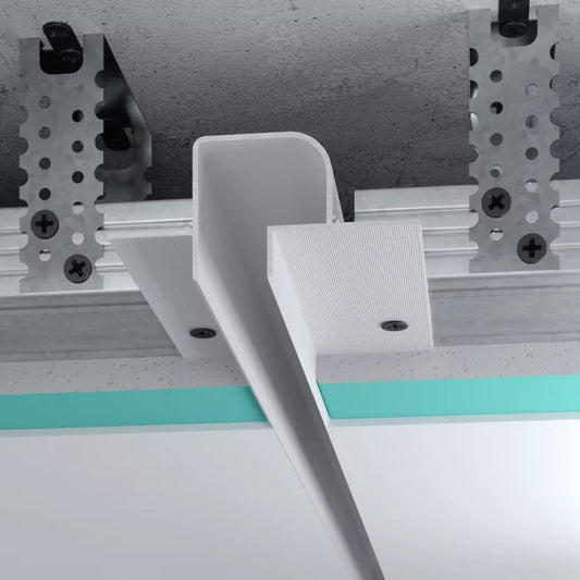 Profilé LED encastré P12 en aluminium pour plafond et mur, finition arrondie de 20 mm, installation discrète et élégante.