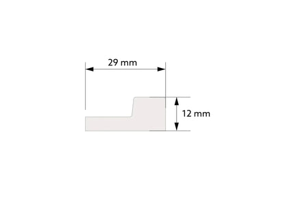 Schéma technique de l’extrémité droite du panneau mural Stretto L0104R avec dimensions précises
