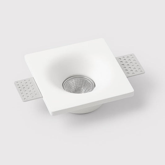 Spot invisible en plâtre 120 x 120 mm hauteur 45 mm compatible GU10, luminaire encastré carré pour plafond moderne et discret.