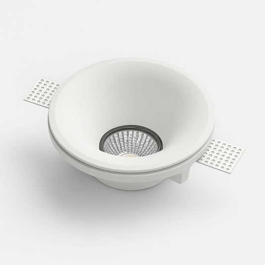 Spot invisible en plâtre Ø140 mm hauteur 55 mm compatible ampoule GU10, luminaire encastré discret pour plafond design moderne.