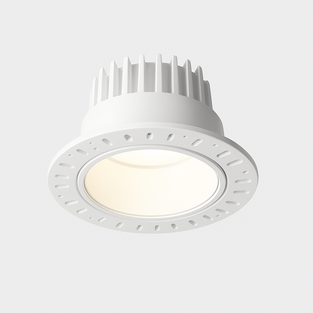 Spot LED encastrable invisible blanc 9,5 cm, luminaire moderne et discret pour plafond design avec éclairage élégant et épuré.
