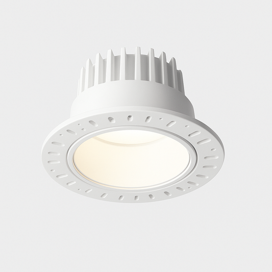 Spot LED encastrable invisible blanc 9,5 cm, luminaire moderne et discret pour plafond design avec éclairage élégant et épuré.
