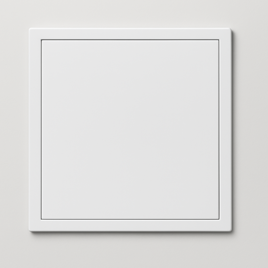 Trappe de visite aluminium blanche fermée, installation murale ou plafond, finition élégante et fonctionnelle