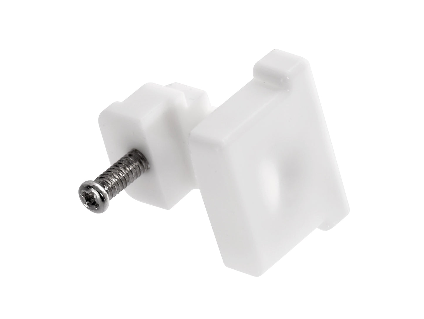 Vis et pièce de serrage du système d’accrochage S100 pour rail à rideaux, fixation simple et précise.