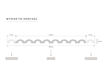 Schéma légendé du panneau WP001T avec extrémité gauche WP001LT et extrémité droite WP001RT
